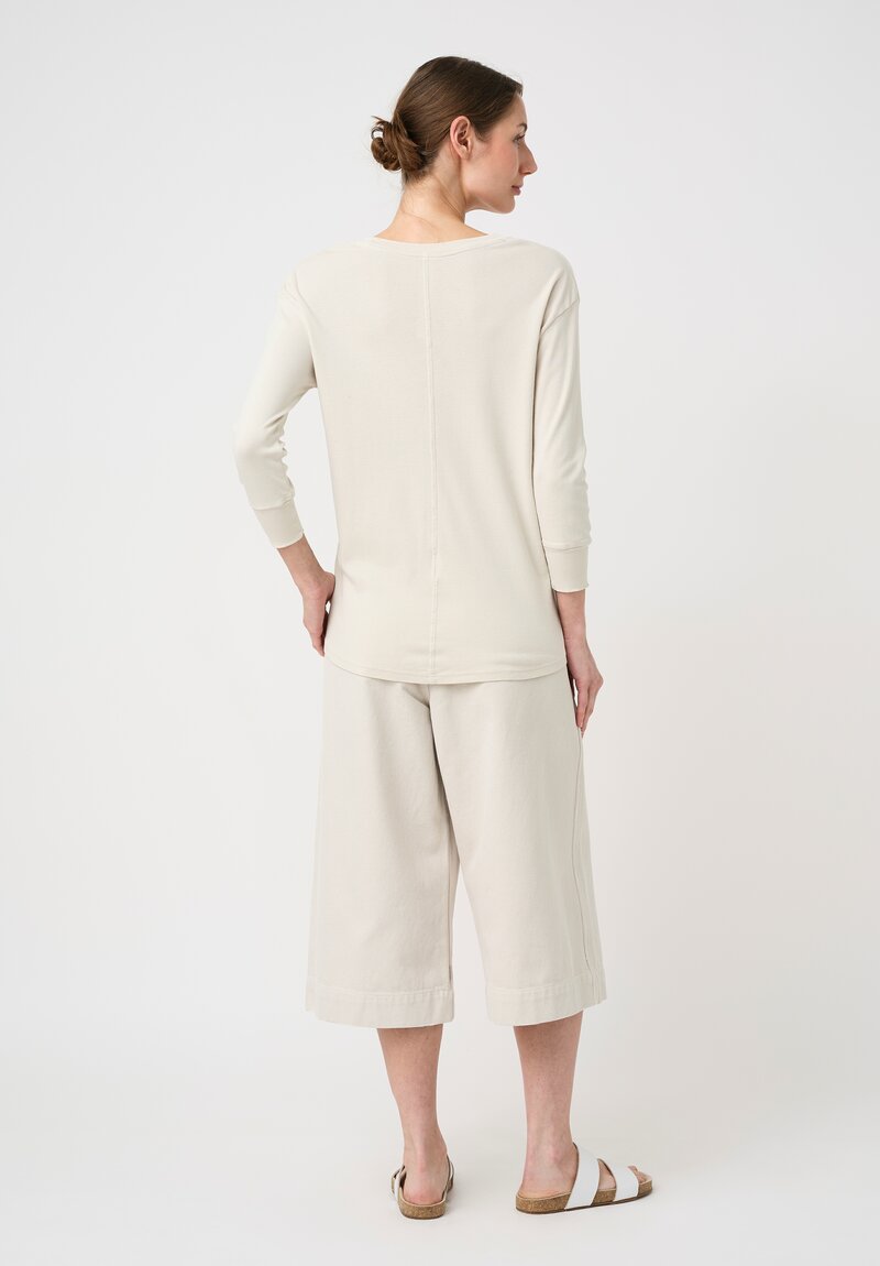 Lauren Manoogian Pima Cotton Ribbed Scoop Neck Tee in Greige Cream