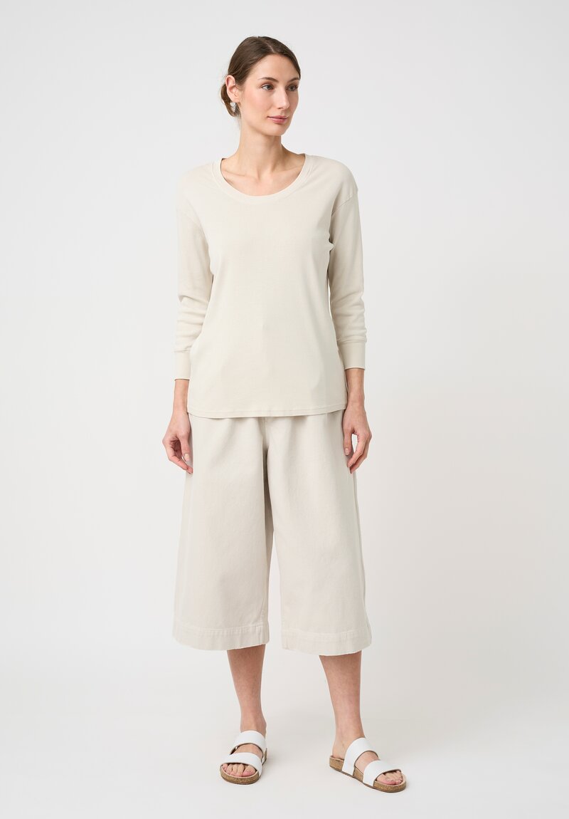 Lauren Manoogian Pima Cotton Ribbed Scoop Neck Tee in Greige Cream