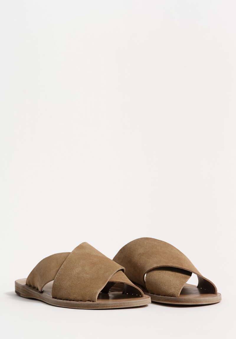 Officine Creative Suede Itaca Slip On Cross Strap Sandals