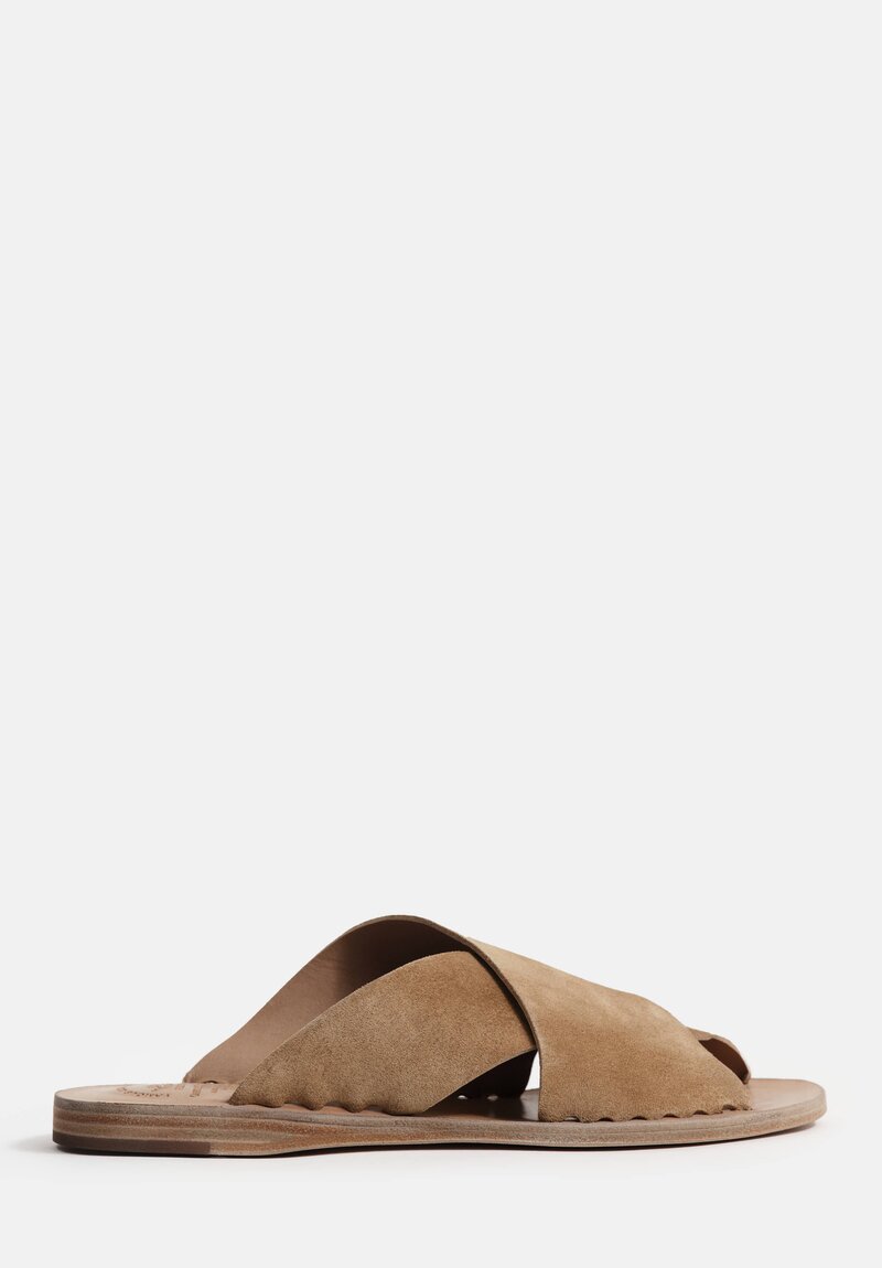 Officine Creative Suede Itaca Slip On Cross Strap Sandals