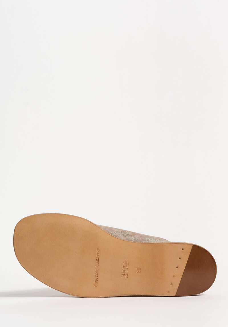 Officine Creative Metallic Leather Itaca Slip On Cross Strap Sandals