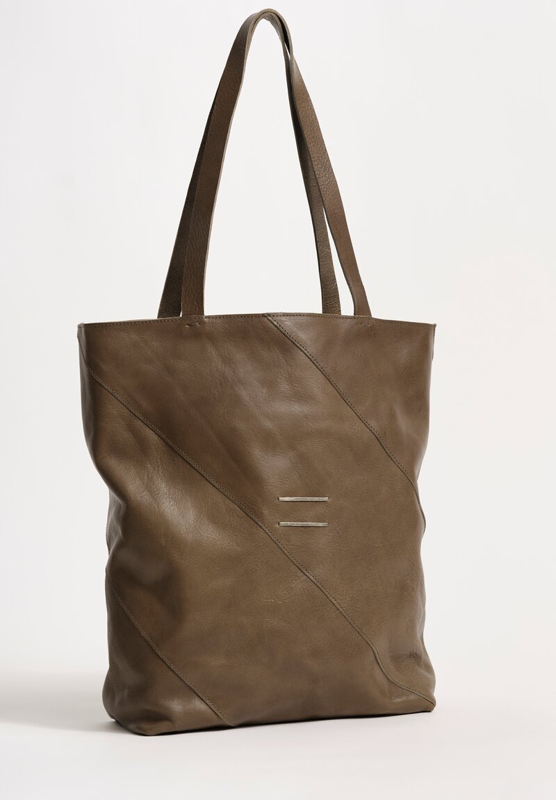 Daniele Basta Top Grain Leather Cristal Staple Tote Bag Olive Green