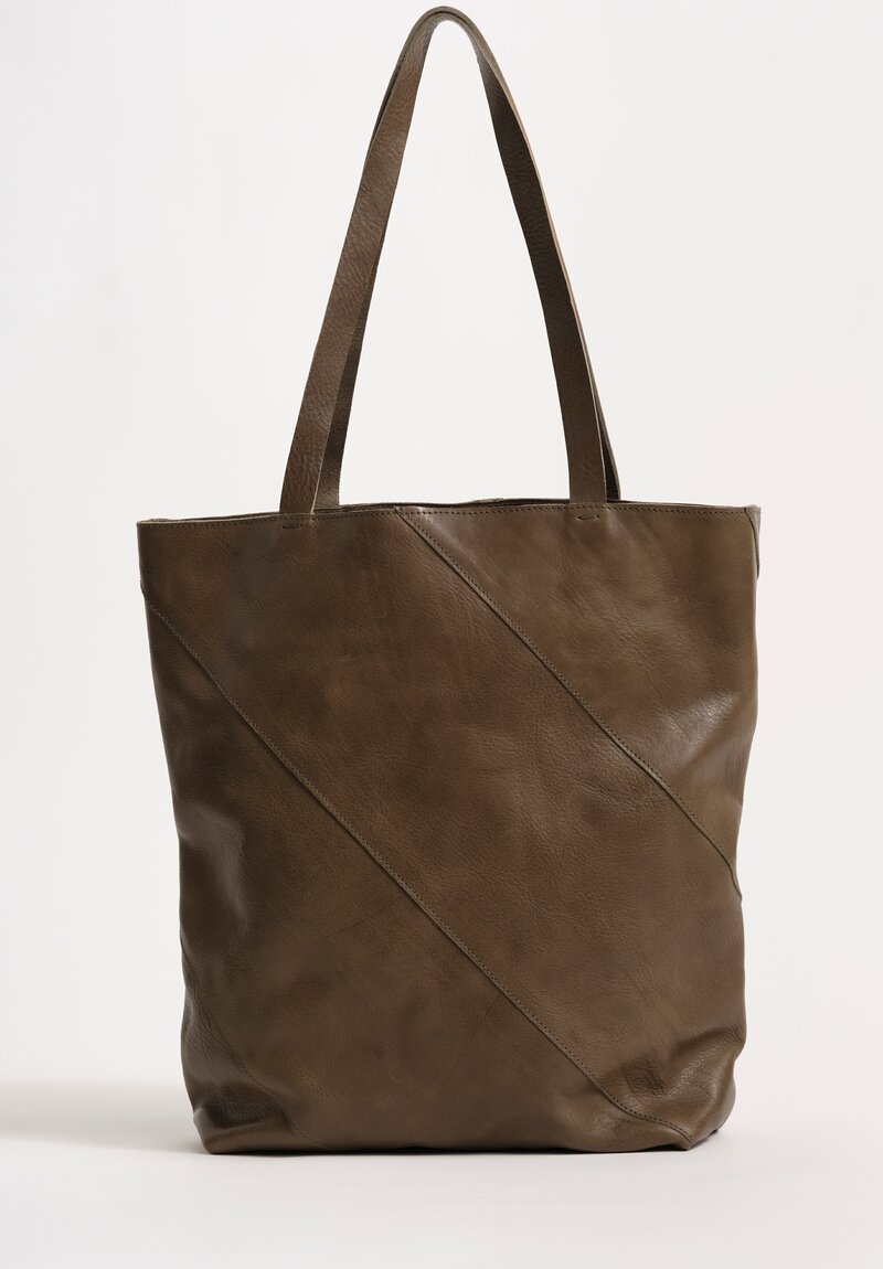 Daniele Basta Top Grain Leather Cristal Staple Tote Bag Olive Green