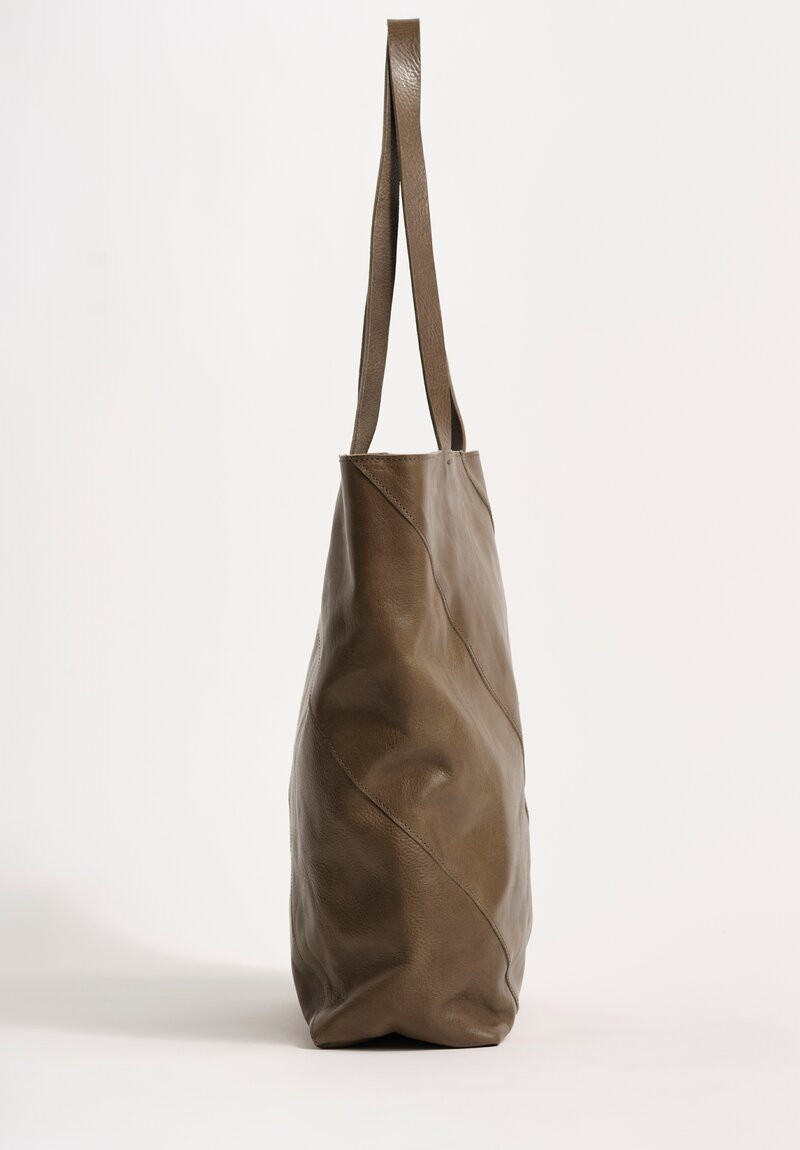 Daniele Basta Top Grain Leather Cristal Staple Tote Bag Olive Green