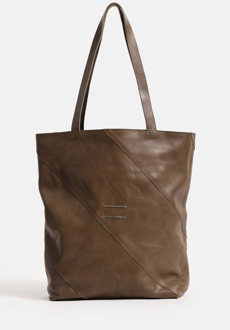 Daniele Basta Top Grain Leather Cristal Staple Tote Bag Olive Green