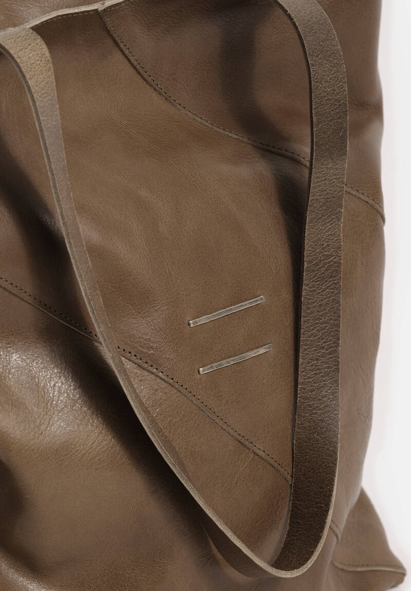 Daniele Basta Top Grain Leather Cristal Staple Tote Bag Olive Green