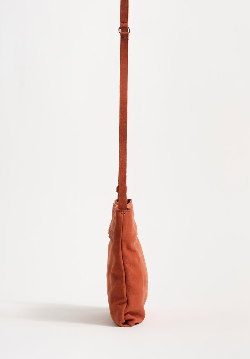 Daniele Basta Nubuck Leather Paper Staple Crossbody Bag Brick Red