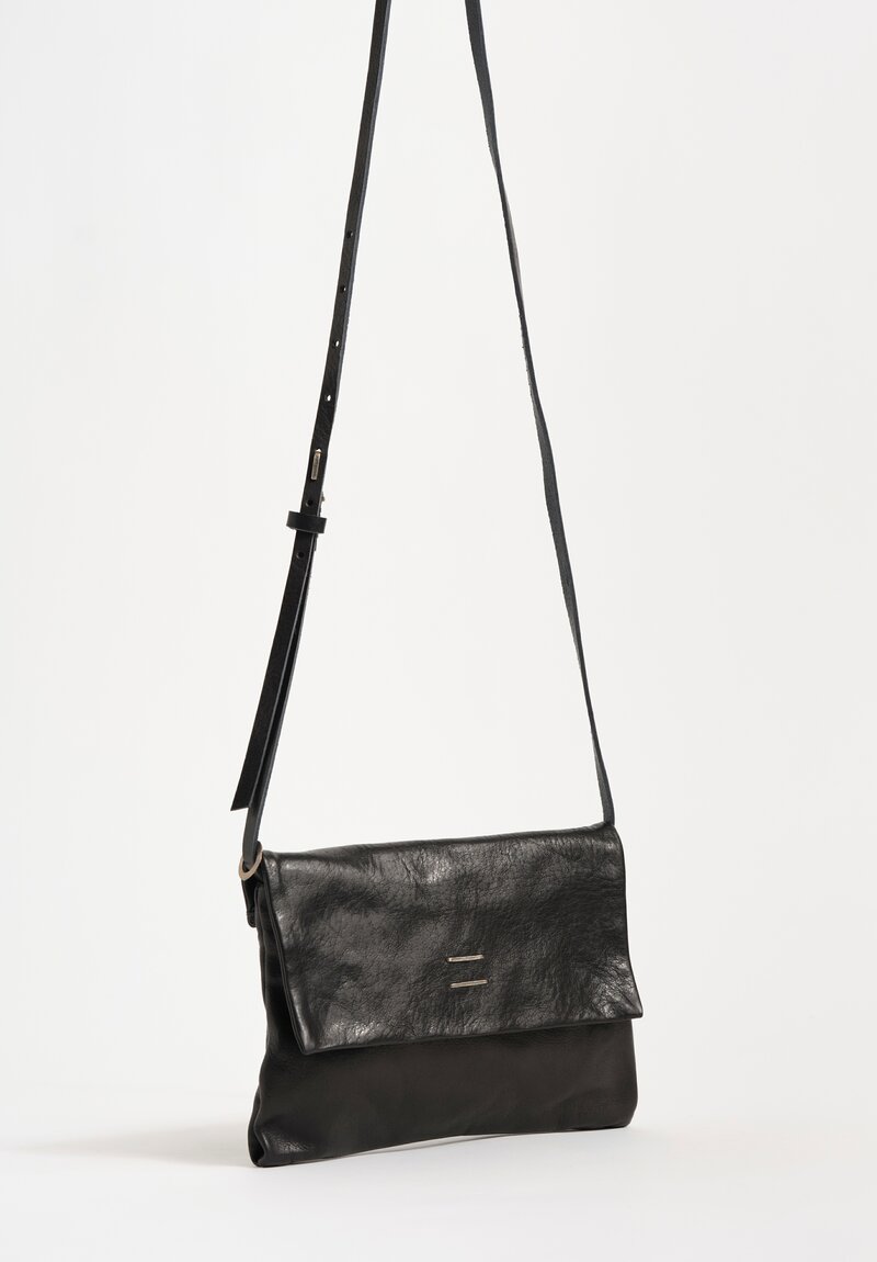 Daniele Basta Top Grain Leather Deng Piccola Staple Crossbody Bag Black