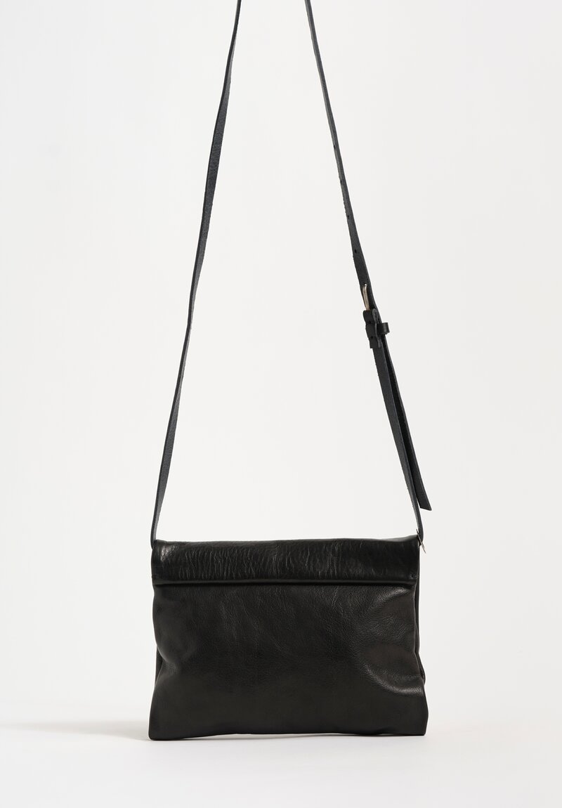 Daniele Basta Top Grain Leather Deng Piccola Staple Crossbody Bag Black