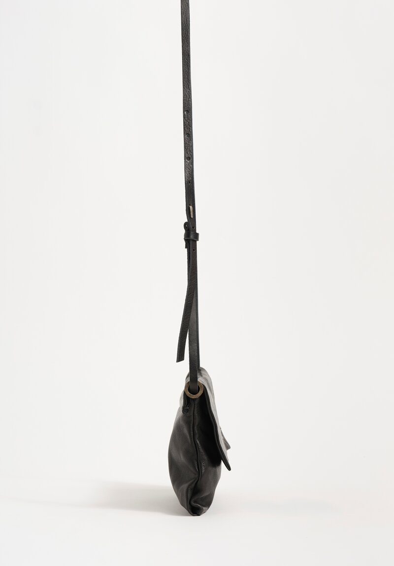 Daniele Basta Top Grain Leather Deng Piccola Staple Crossbody Bag Black