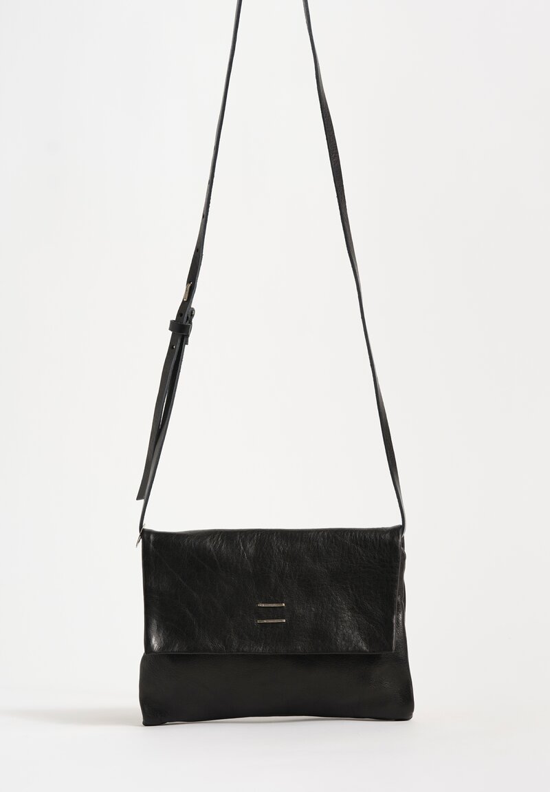 Daniele Basta Top Grain Leather Deng Piccola Staple Crossbody Bag Black