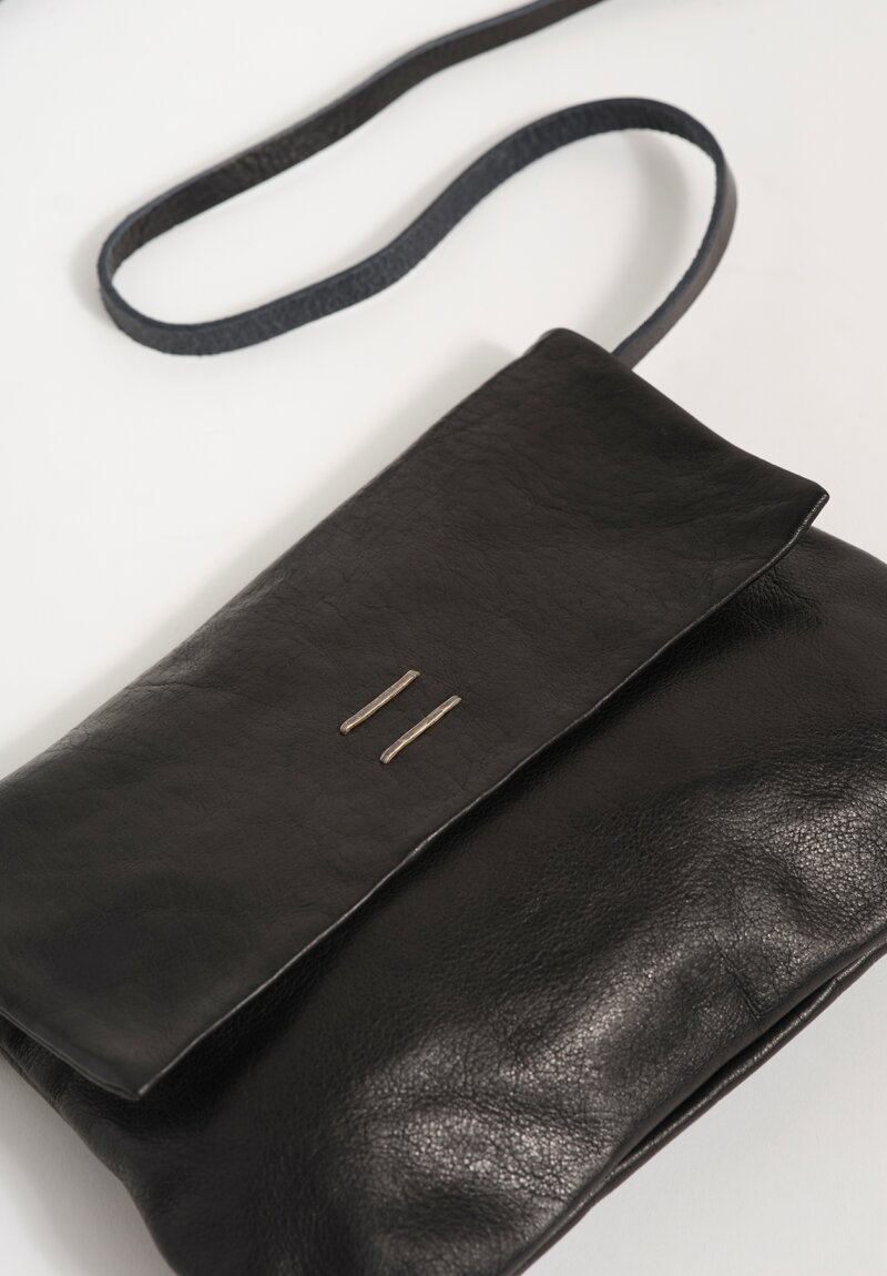 Daniele Basta Top Grain Leather Deng Piccola Staple Crossbody Bag Black