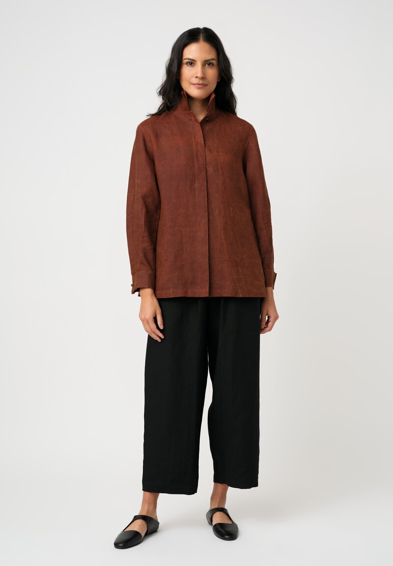 Sophie Hong Linen Double Stand Collar Shirt