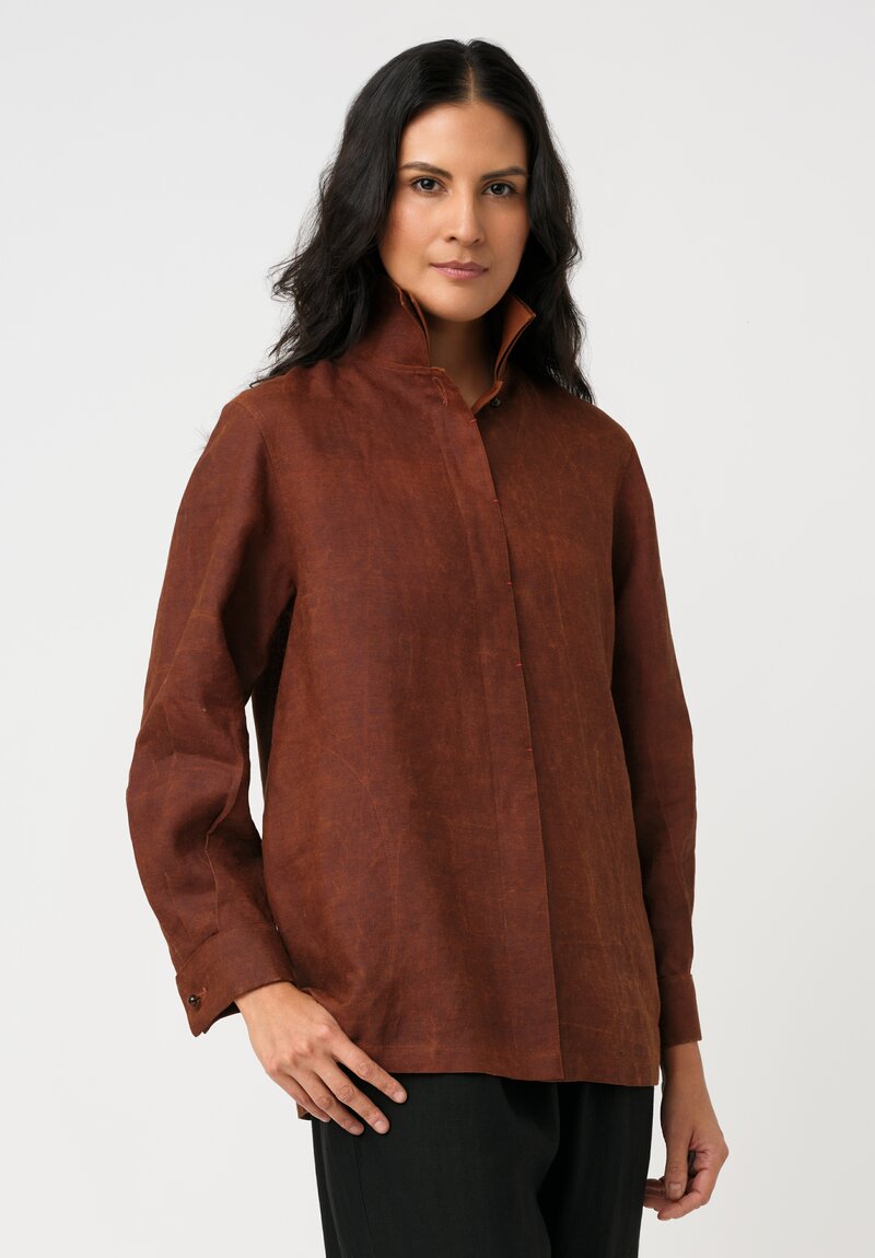 Sophie Hong Linen Double Stand Collar Shirt