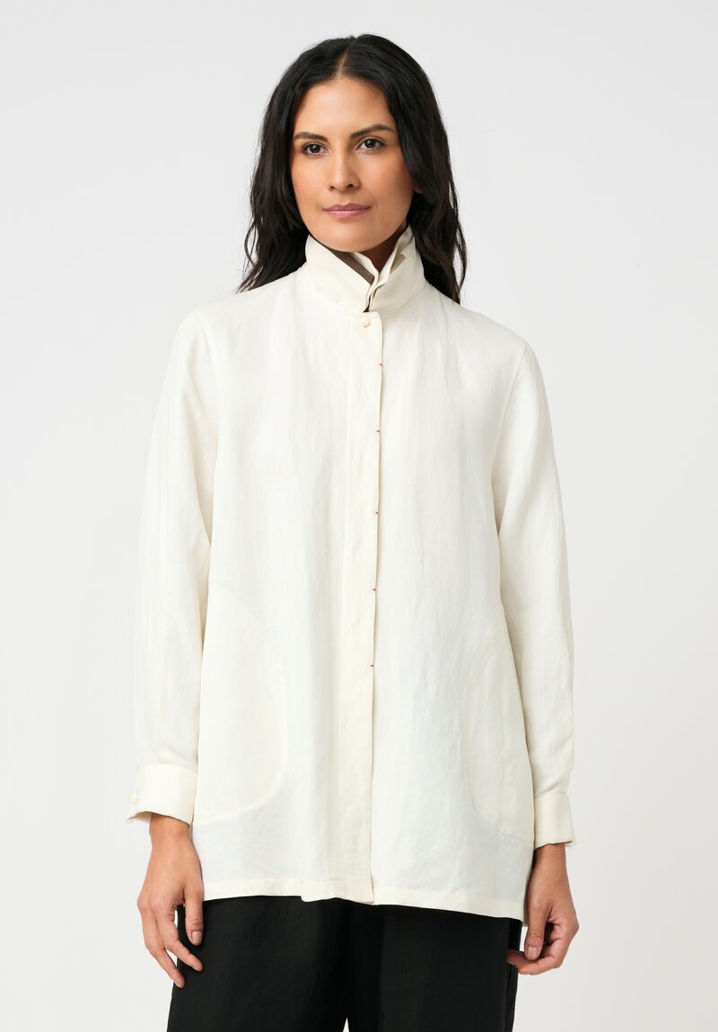 Sophie Hong Silk Button-Down Shirt in Natural White