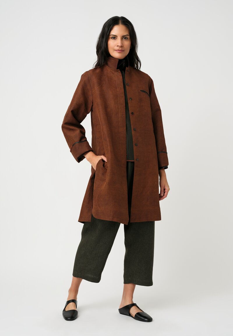 Sophie Hong Pebble Embossed Mud Silk Button-Down Jacket in Olive Green