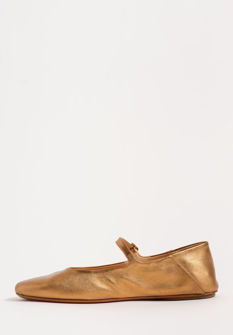 Marsèll Metallic Leather Strascico Mary Jane Flats