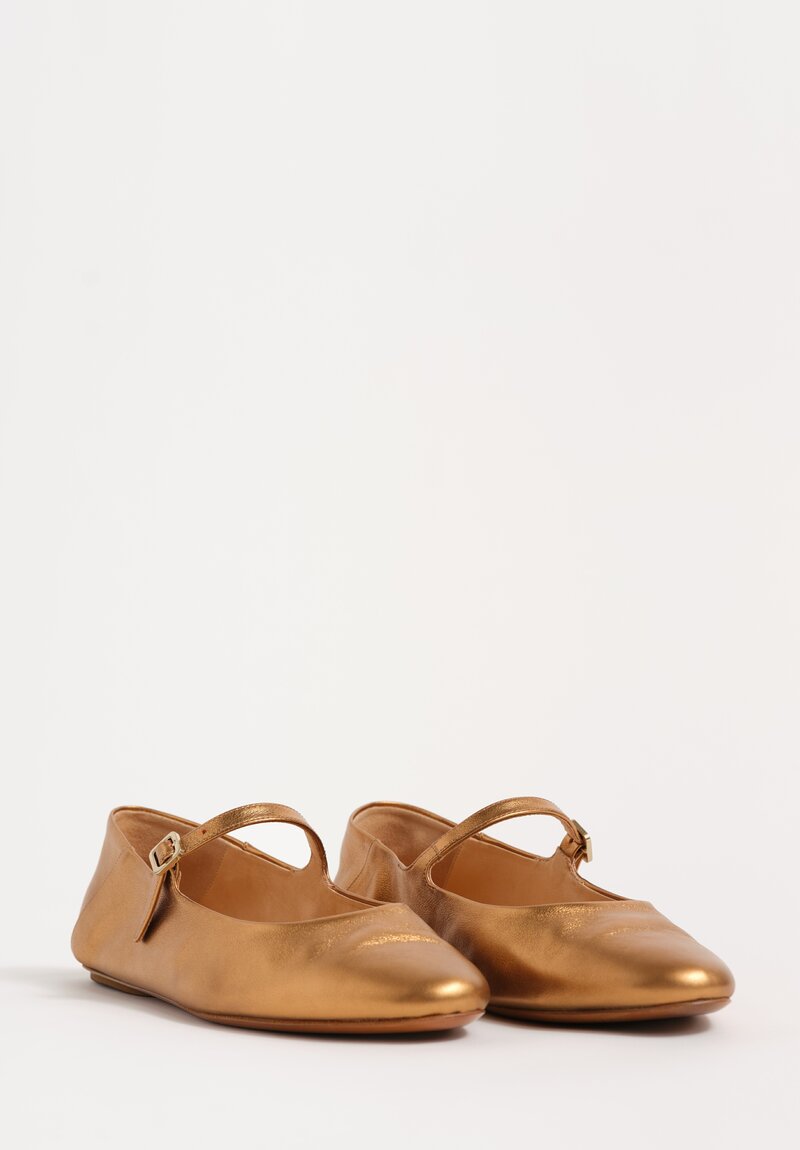 Marsèll Metallic Leather Strascico Mary Jane Flats