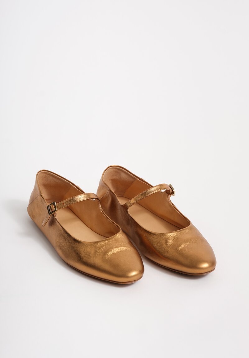 Marsèll Metallic Leather Strascico Mary Jane Flats