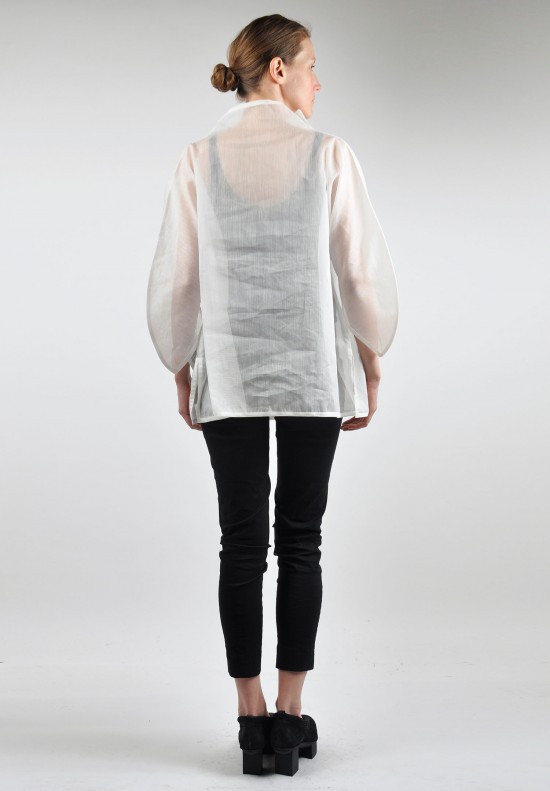 Issey Miyake Structured Sheer Top in White