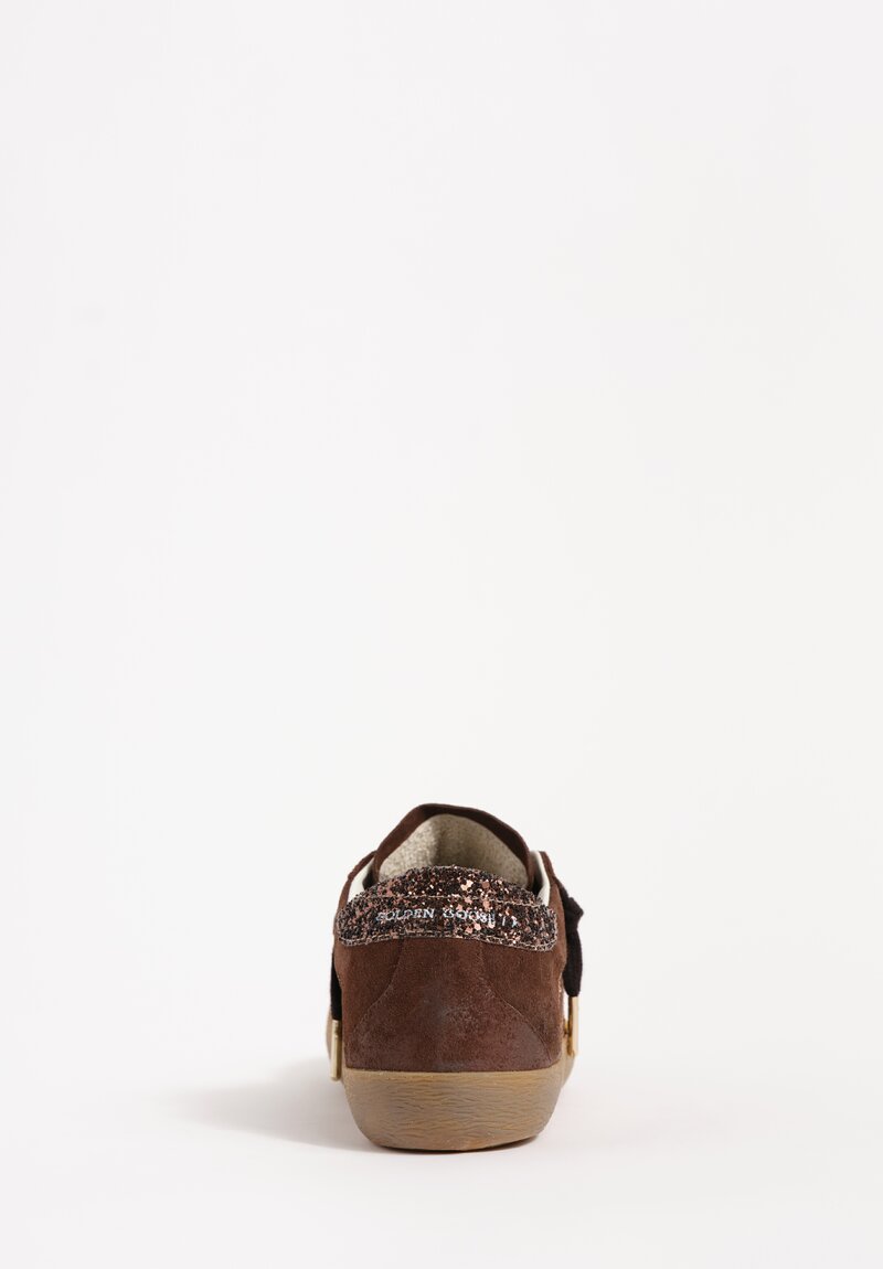 Golden Goose Super-Star Suede Leather with Glitter Heel Sneakers