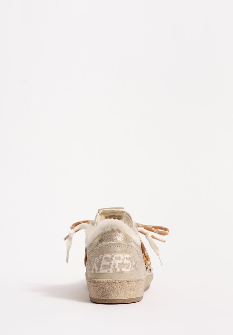 Golden Goose Ball Star Cable Tie Shearling Lined Shimmer Suede & Nylon Sneakers