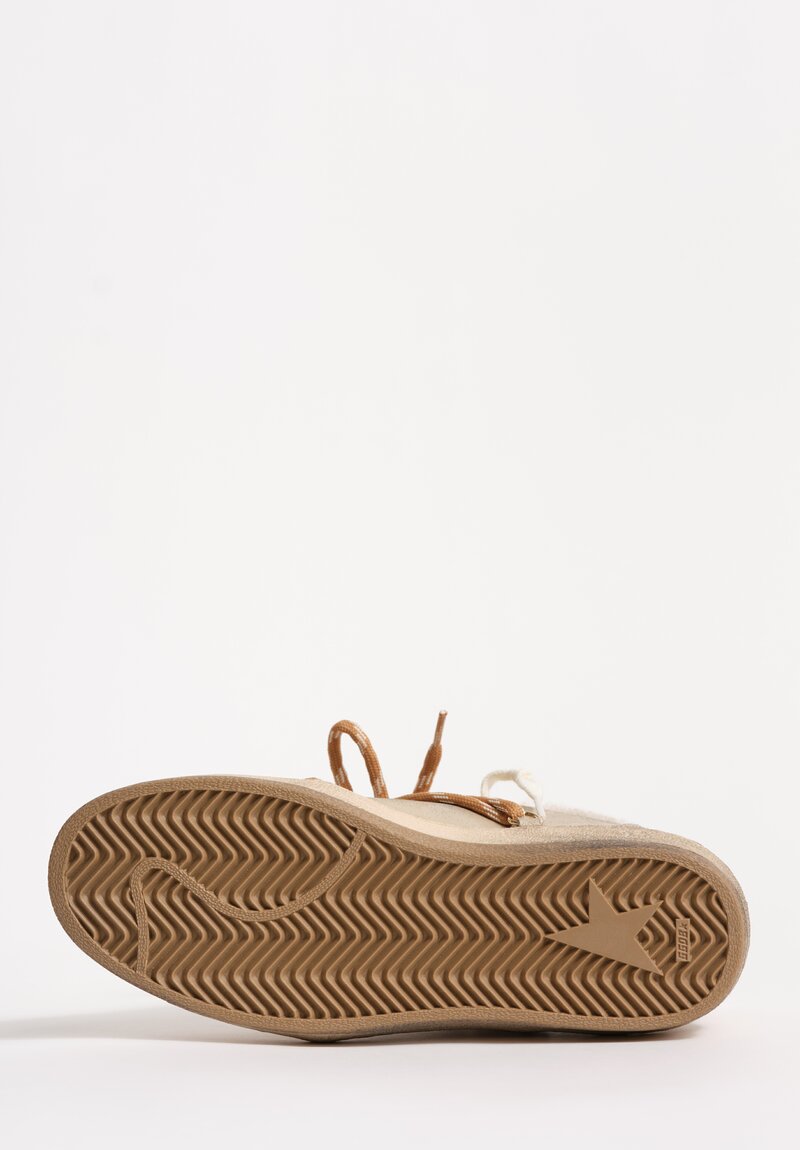 Golden Goose Ball Star Cable Tie Shearling Lined Shimmer Suede & Nylon Sneakers