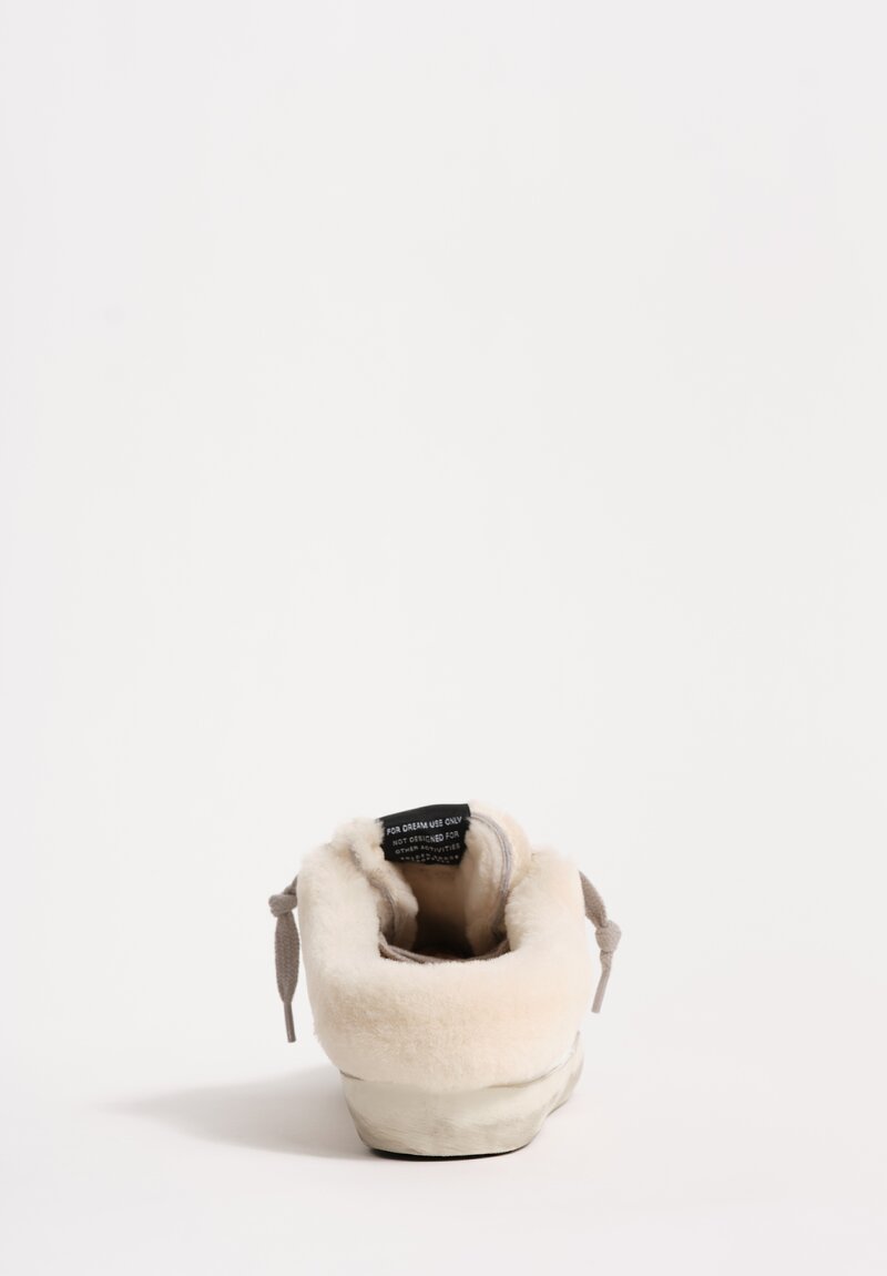 Golden Goose Super Star Shearling Lined Sabot Leather & Glitter Star Mules