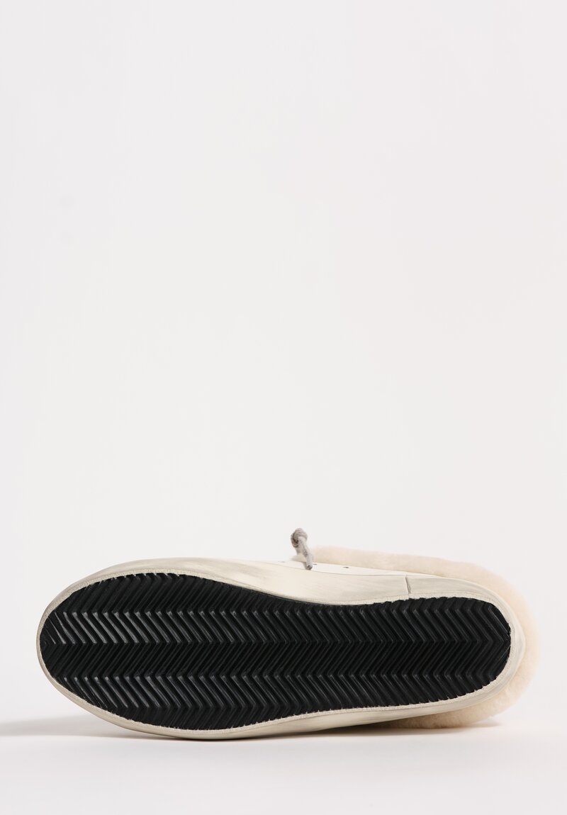 Golden Goose Super Star Shearling Lined Sabot Leather & Glitter Star Mules