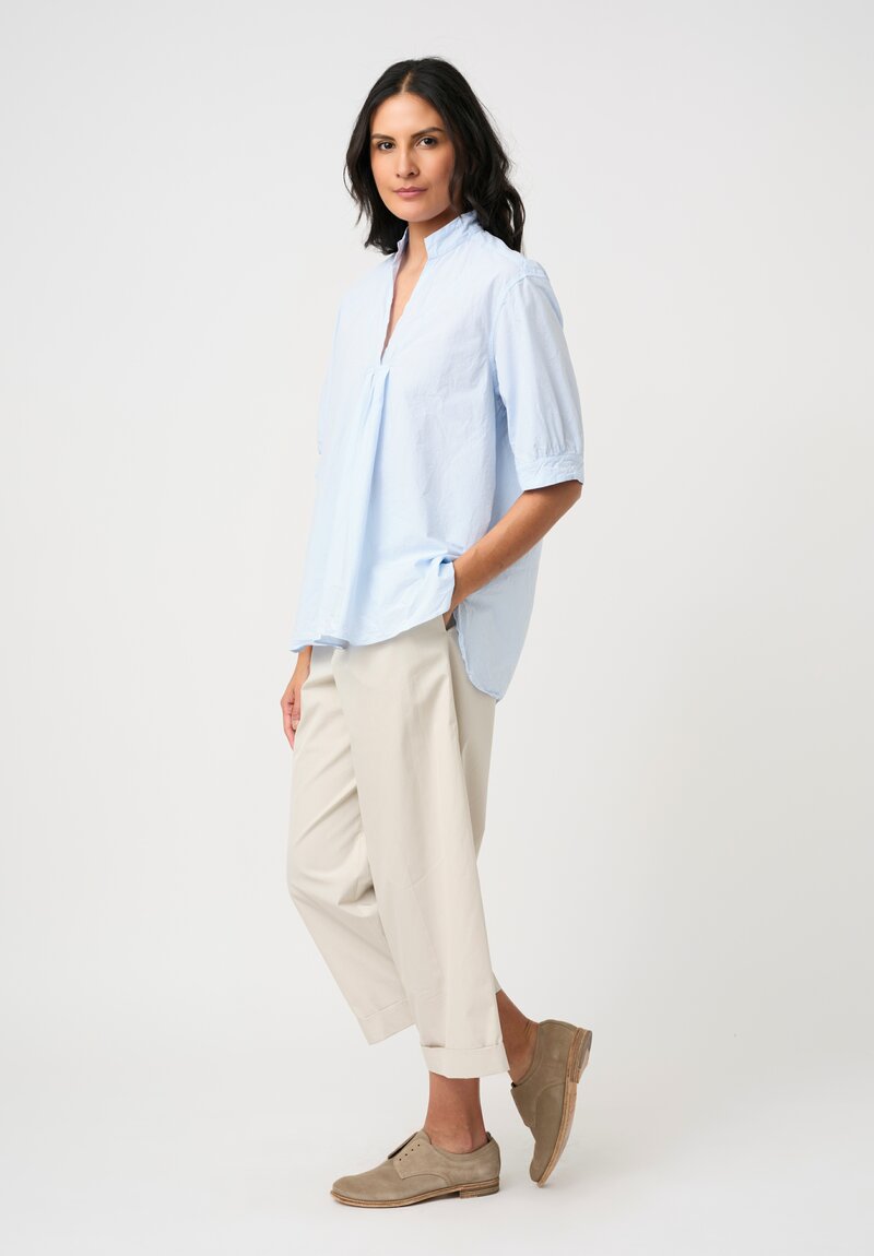 Bergfabel Cotton Poplin Vera Pullover Shirt in Blue Micro-Gingham