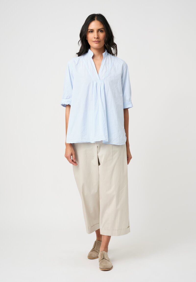 Bergfabel Cotton Poplin Vera Pullover Shirt in Blue Micro-Gingham