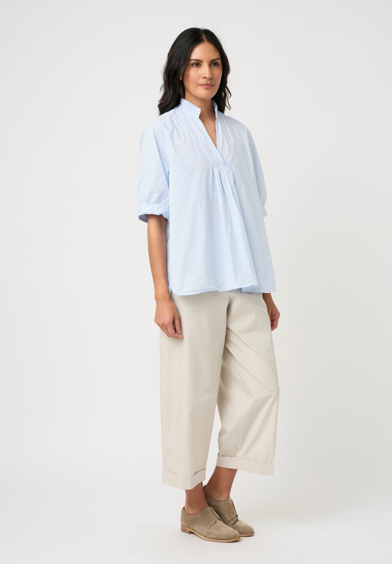 Bergfabel Cotton Poplin Vera Pullover Shirt in Blue Micro-Gingham