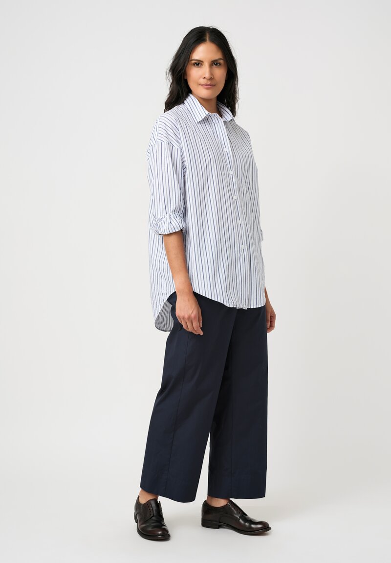 Bergfabel Washed Cotton Poplin June Shirt in Grey & White Stripes