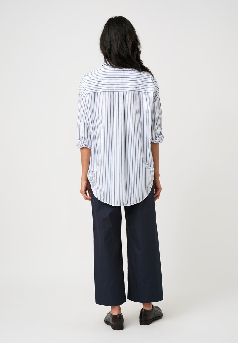 Bergfabel Washed Cotton Poplin June Shirt in Grey & White Stripes