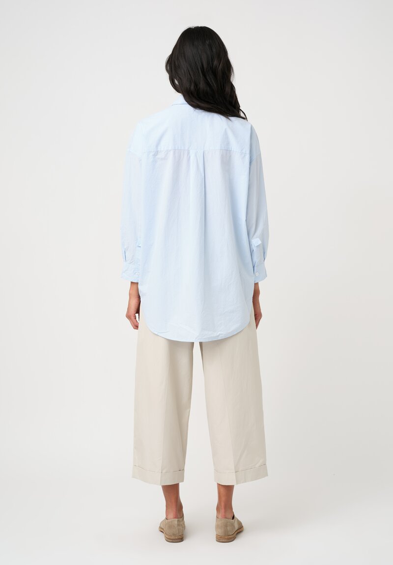 Bergfabel Washed Cotton Poplin June Shirt in Blue Micro-Gingham