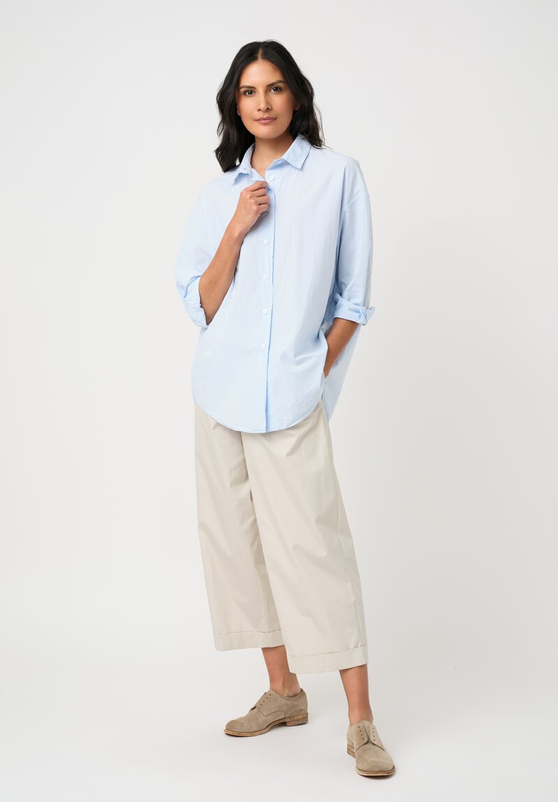 Bergfabel Washed Cotton Poplin June Shirt in Blue Micro-Gingham