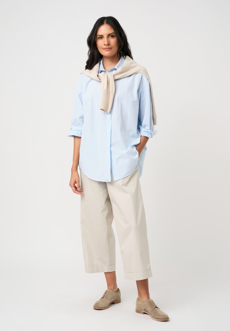 Bergfabel Washed Cotton Poplin June Shirt in Blue Micro-Gingham