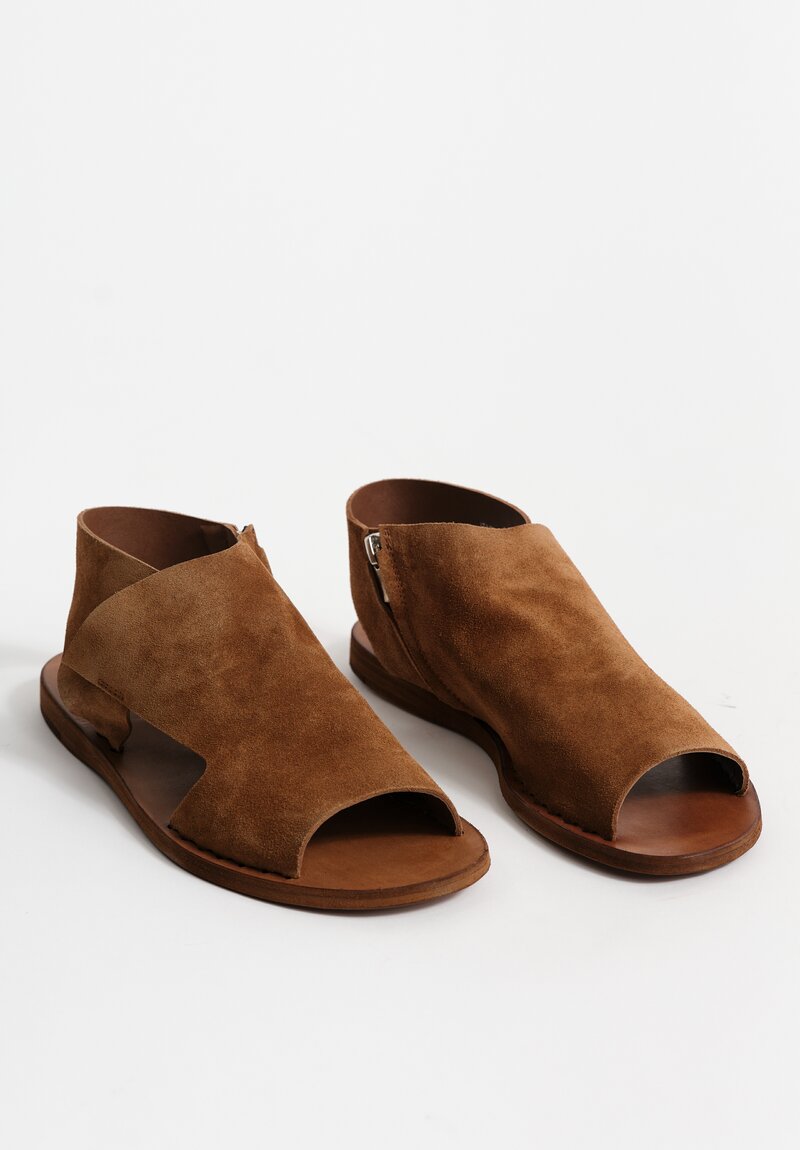 Officine Creative Suede Leather Itaca Raw Edge Cut Out Sandals