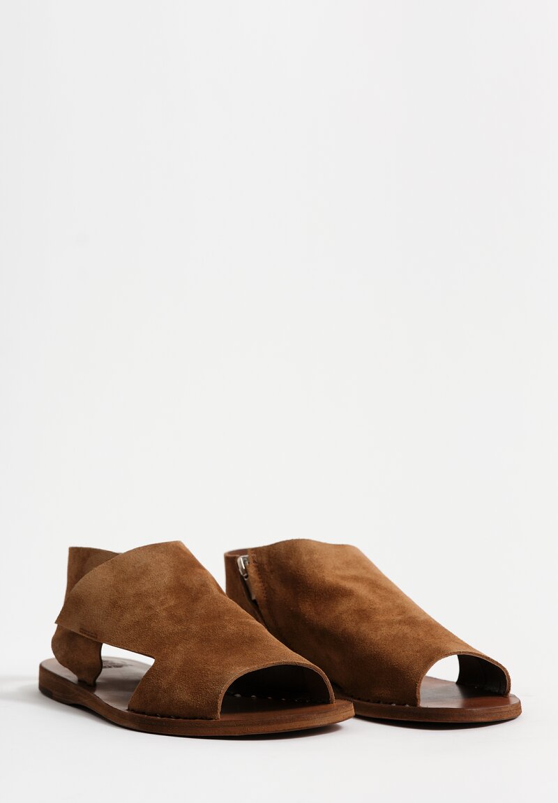 Officine Creative Suede Leather Itaca Raw Edge Cut Out Sandals