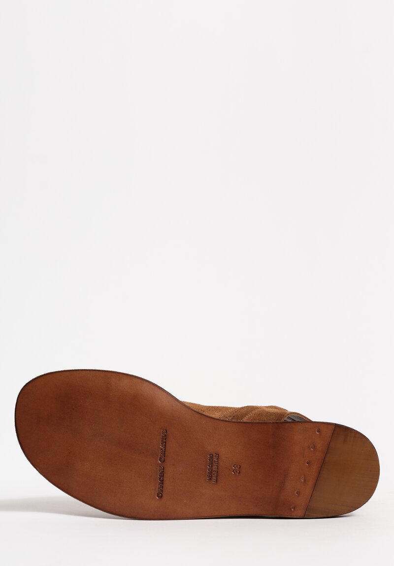 Officine Creative Suede Leather Itaca Raw Edge Cut Out Sandals