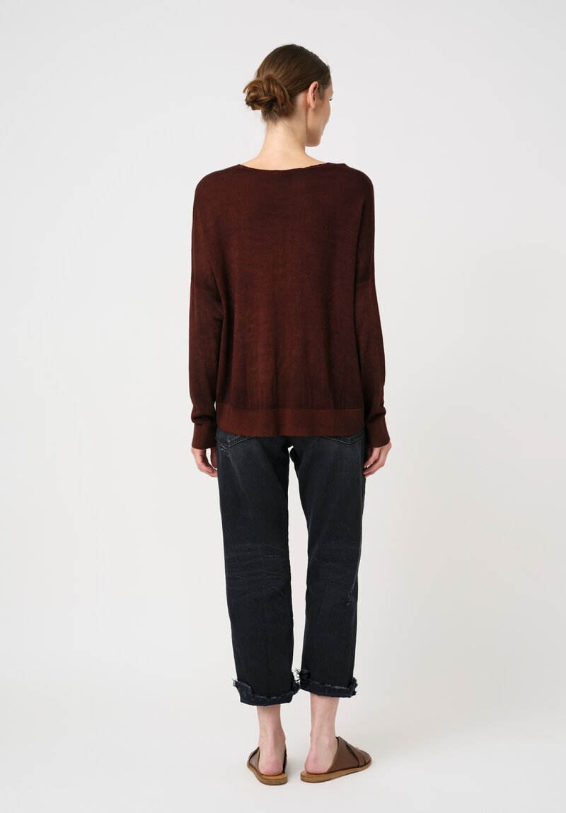 Avant Toi Hand-Painted Cashmere Silk Maglia Raw Edge V-Neck Pullover