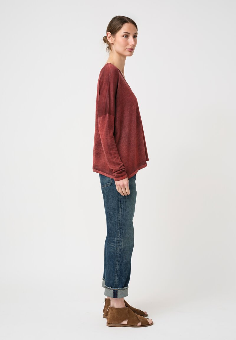 Avant Toi Hand-Painted Cashmere Silk Scollo Raw V-Neck Sweater