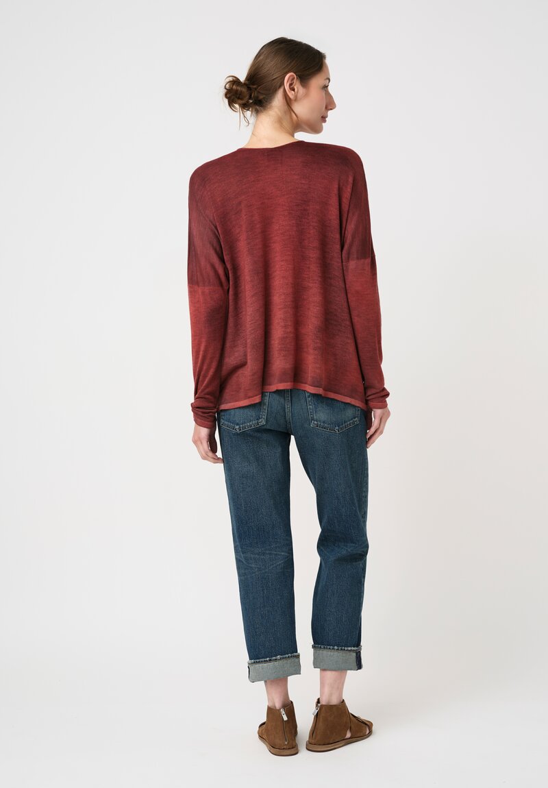 Avant Toi Hand-Painted Cashmere Silk Scollo Raw V-Neck Sweater
