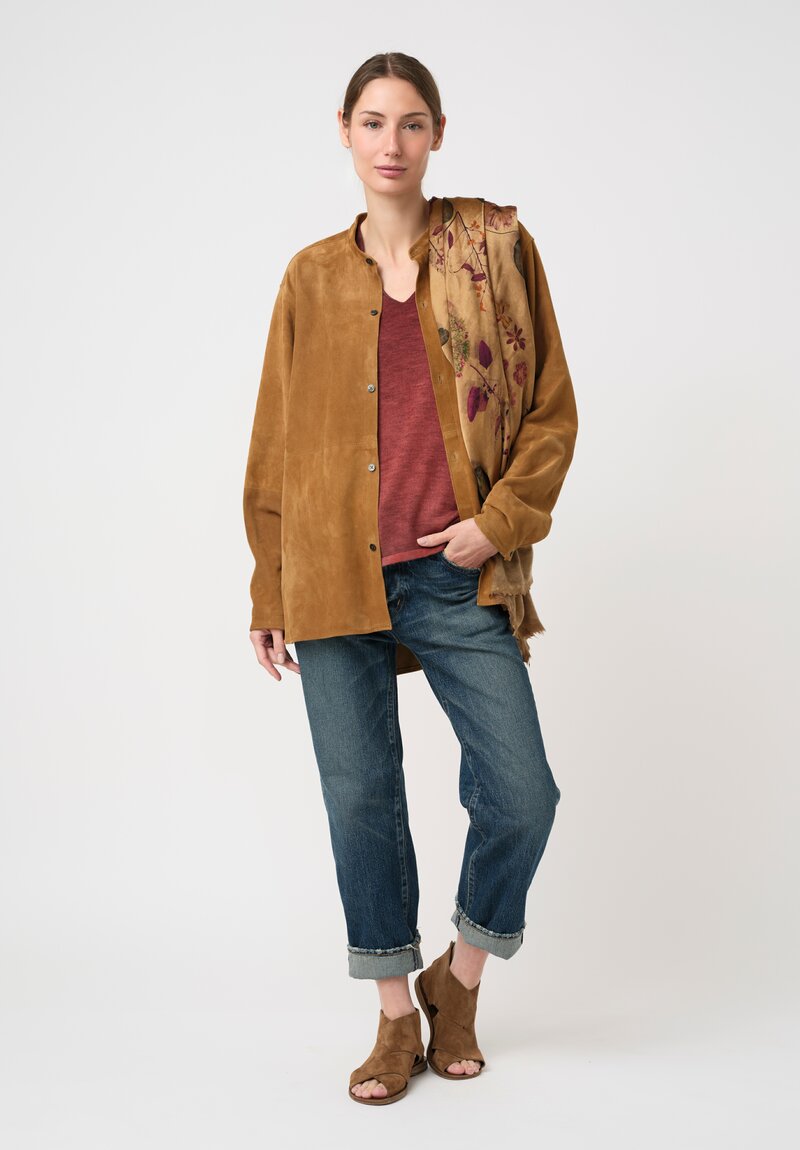 Avant Toi Hand-Painted Cashmere Silk Scollo Raw V-Neck Sweater