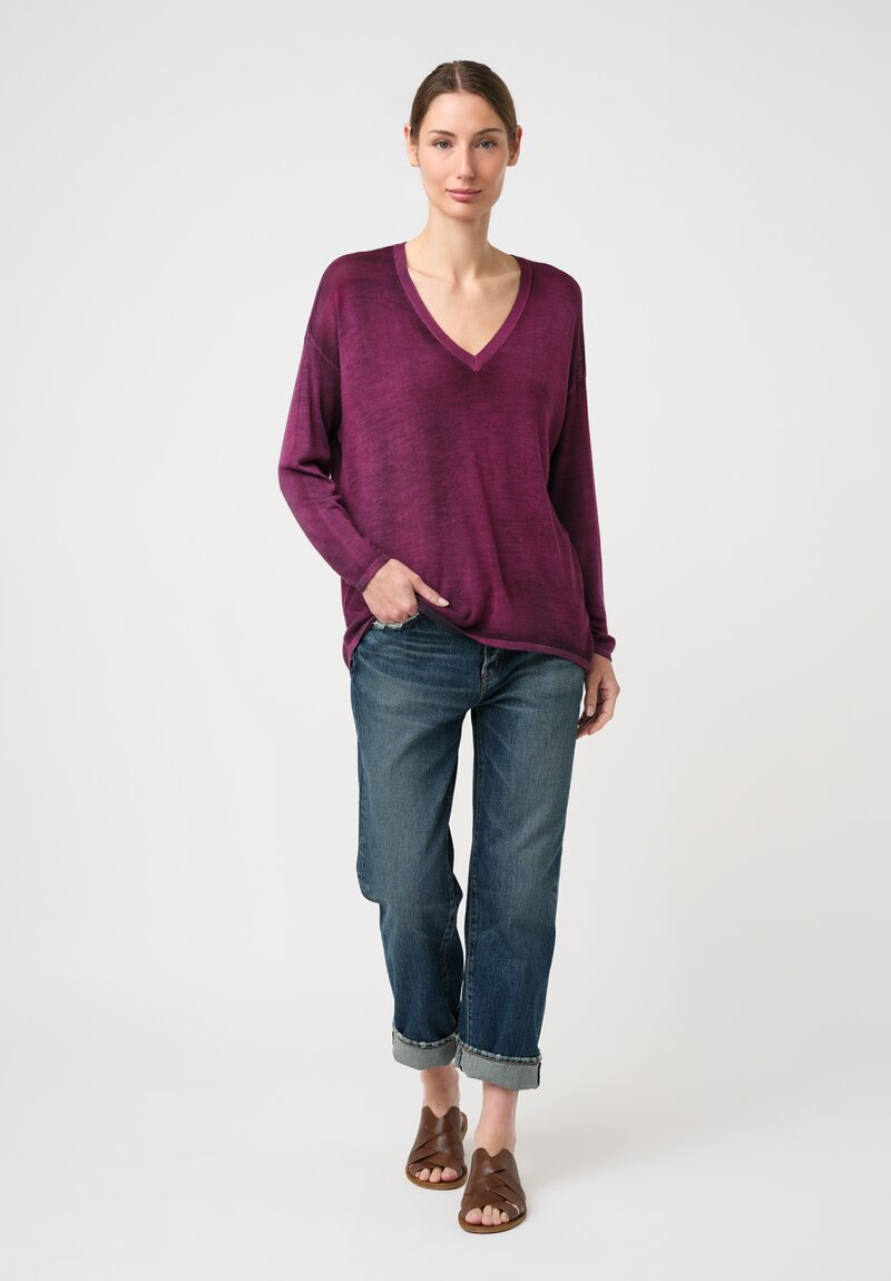 Avant Toi Cashmere & Silk V-Neck Barchetta Sweater