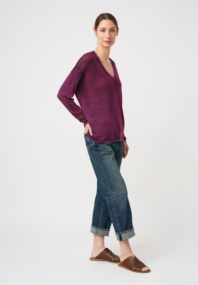 Avant Toi Cashmere & Silk V-Neck Barchetta Sweater