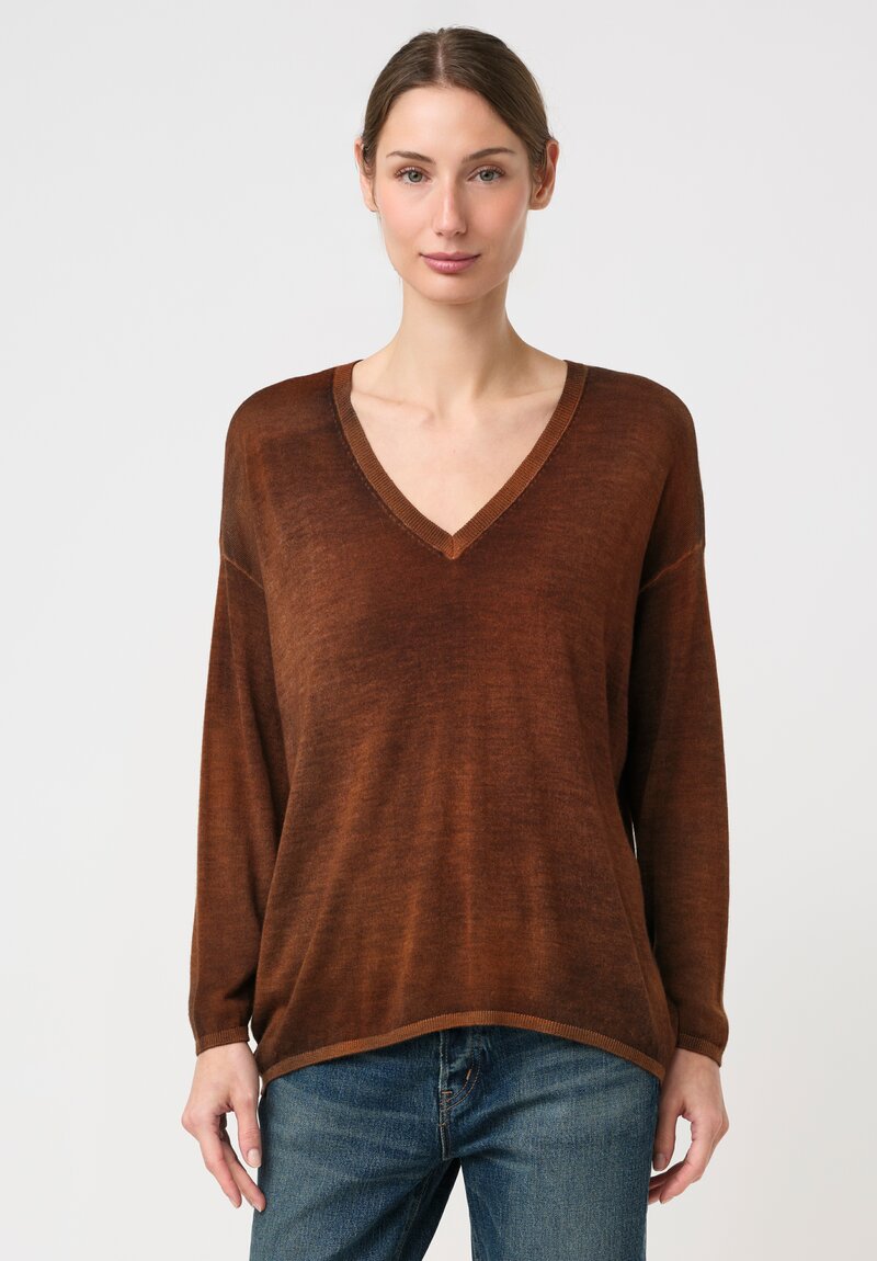 Avant Toi Cashmere & Silk V-Neck Barchetta Sweater