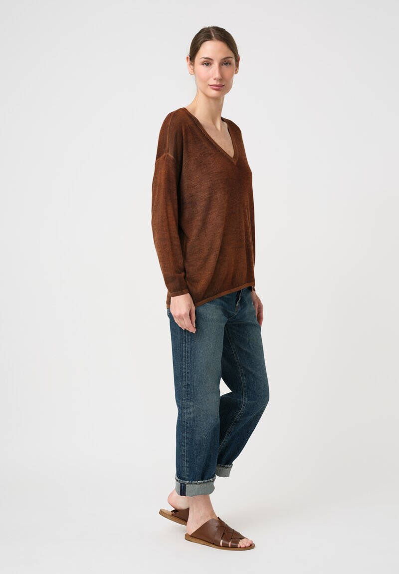 Avant Toi Cashmere & Silk V-Neck Barchetta Sweater