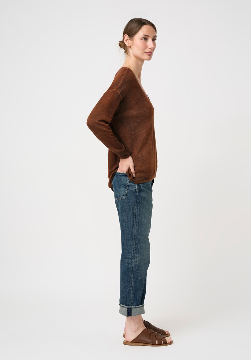 Avant Toi Cashmere & Silk V-Neck Barchetta Sweater