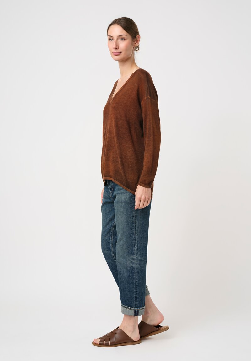 Avant Toi Cashmere & Silk V-Neck Barchetta Sweater